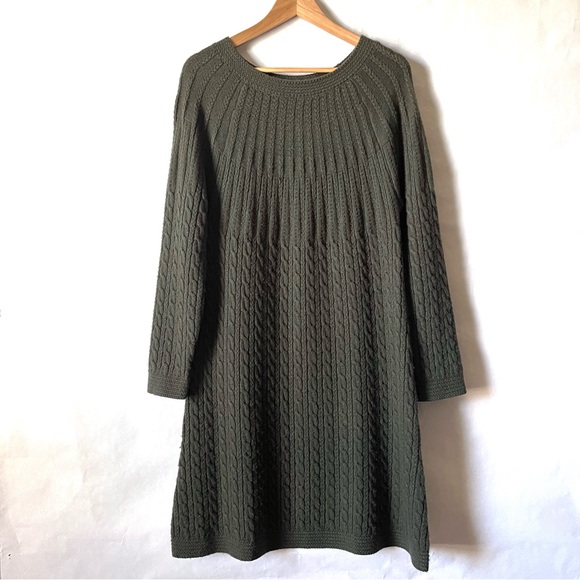 Soft Surroundings Cabin Creek Sweater Dress Size M Green Wool and Cashmere Fall - Picture 1 of 8